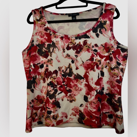 St. John Blk Label Exclusively For Neiman Marcus Sz L Floral Print gold shimmer - Picture 8 of 10